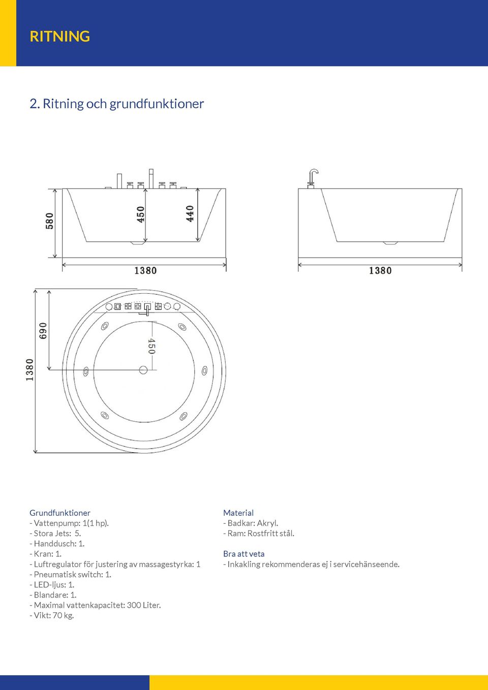 - Luftregulator för justering av massagestyrka: 1 - Pneumatisk switch: 1. - LED-ljus: 1.