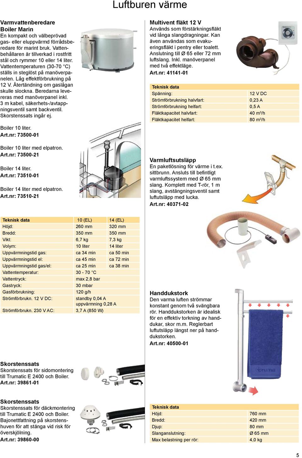 Återtändning om gaslågan skulle slockna. Beredarna levereras med manöverpanel inkl. 3 m kabel, säkerhets-/avtappningsventil samt backventil. Skorstenssats ingår ej. Boiler 10 liter. Art.