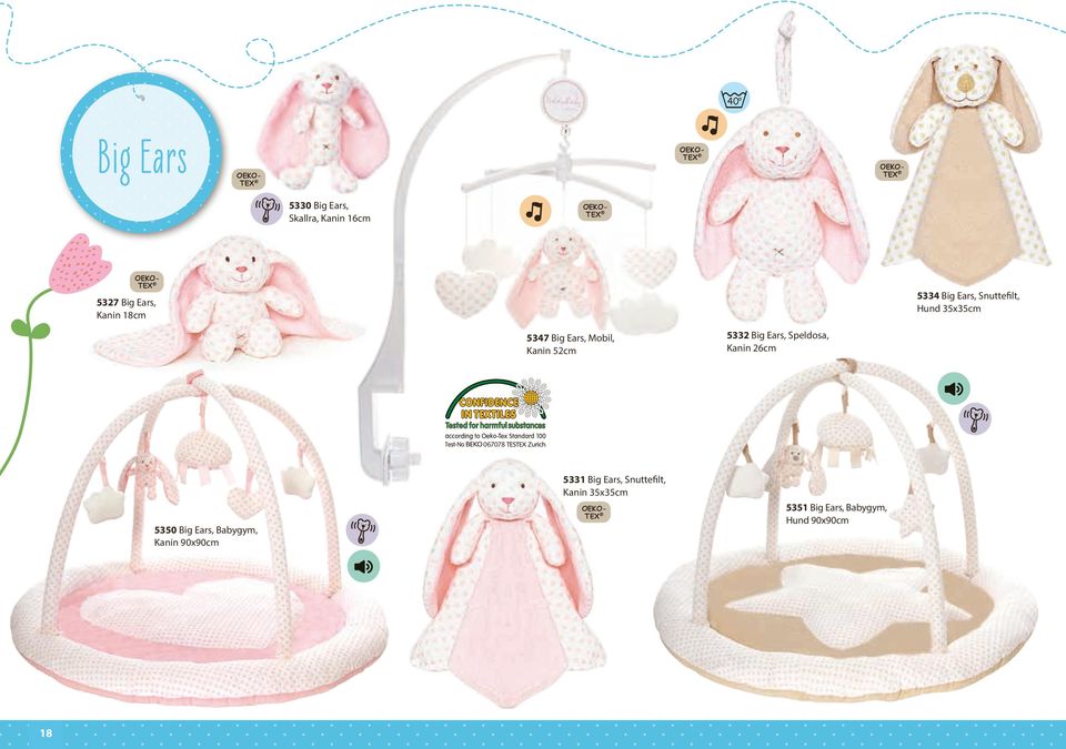 Ears, Mobil, Kanin 52cm 5332 Big Ears, Speldosa, Kanin 26cm 067078 5350 Big Ears, Babygym,