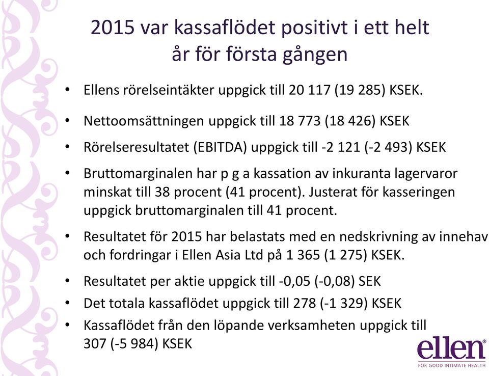 minskat till 38 procent (41 procent). Justerat för kasseringen uppgick bruttomarginalen till 41 procent.