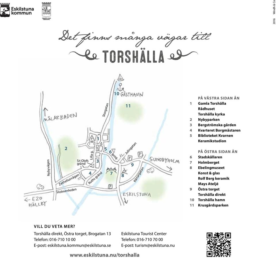 PÅ ÖSTRA SIDAN ÅN 6 Stadskällaren 7 Holmberget 8 Ebelingmuseet Konst & glas Rolf Berg keramik Mays Ateljé 9 Östra torget Torshälla direkt 10 Torshälla hamn 11 Krusgårdsparken VILL DU VETA