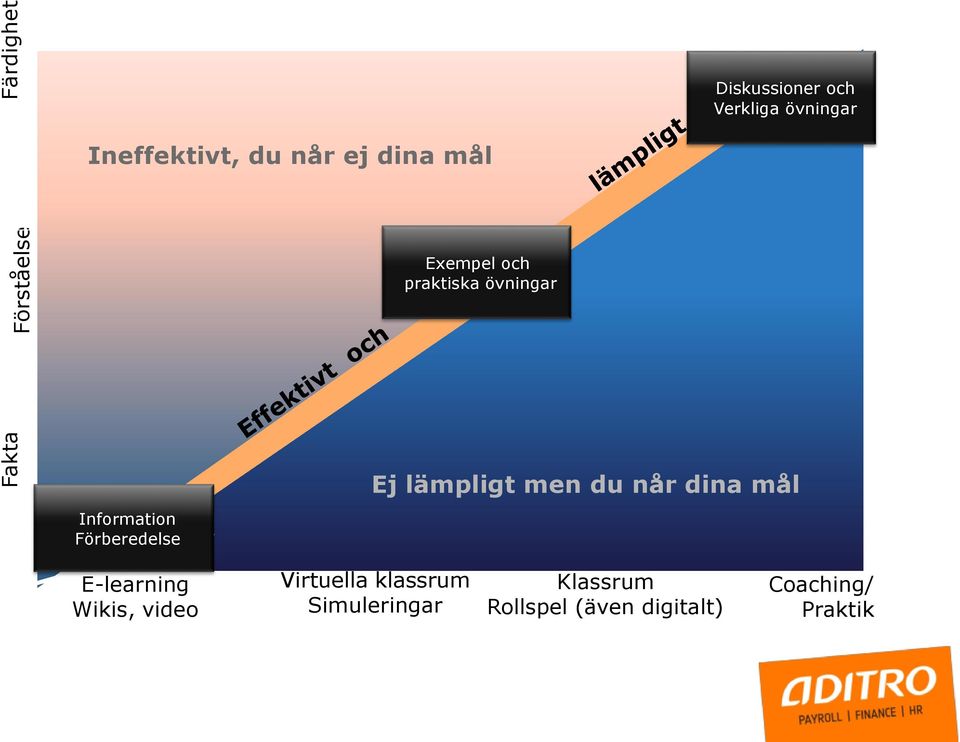 Information Förberedelse Ej lämpligt men du når dina mål E-learning