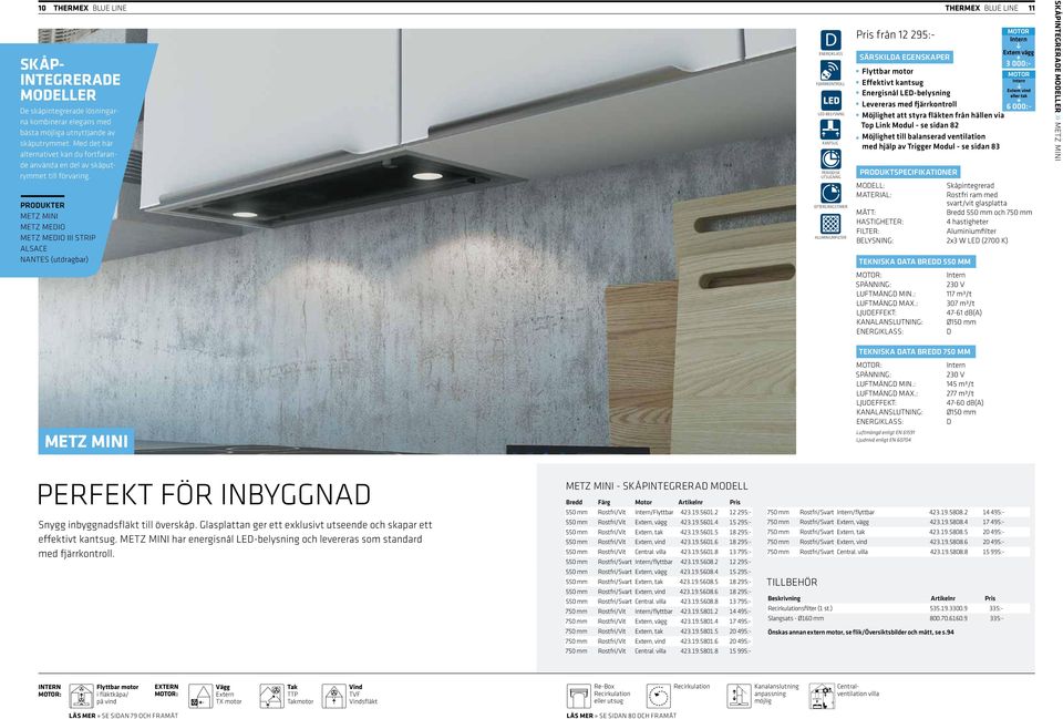 PRODUKTER METZ MINI METZ MEDIO METZ MEDIO III STRIP LSCE NNTES (utdragbar) D ENERGIKLSS FJÄRRKONTROLL KNTSUG PERIODISK UTSUGNING LUMINIUMFILTER Pris från 12 295:- SÄRSKILD EGENSKPER Flyttbar motor E