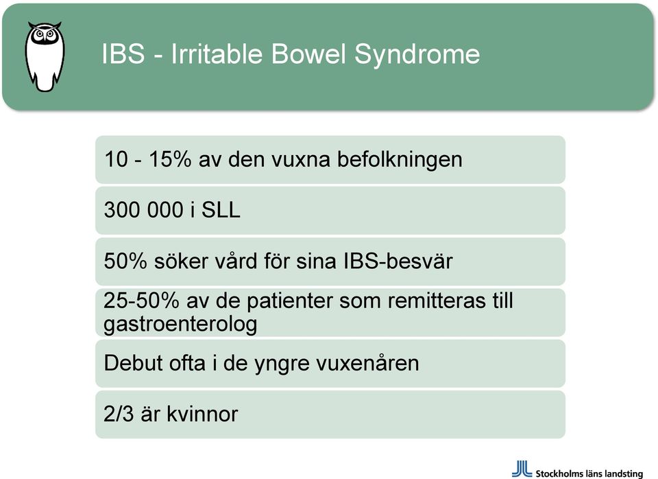 IBS-besvär 25-50% av de patienter som remitteras till