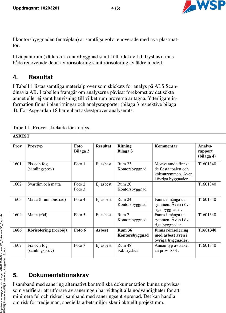 4. Resultat I Tabell 1 listas samtliga materialprover som skickats för analys på ALS Scandinavia AB.