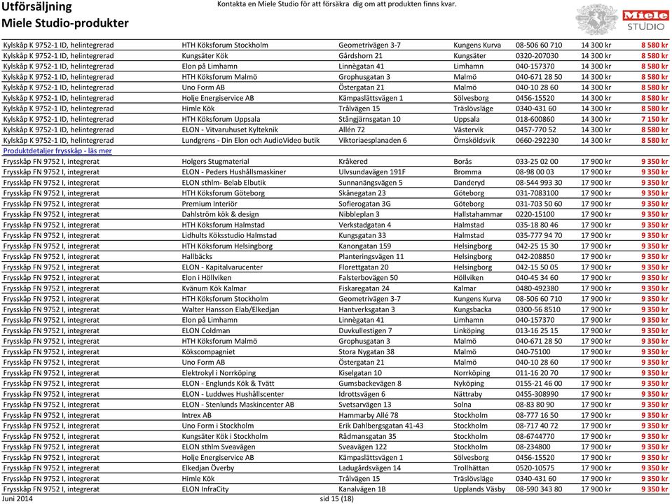 Grophusgatan 3 Malmö 040-671 28 50 14 300 kr 8 580 kr Kylskåp K 9752-1 ID, helintegrerad Uno Form AB Östergatan 21 Malmö 040-10 28 60 14 300 kr 8 580 kr Kylskåp K 9752-1 ID, helintegrerad Holje