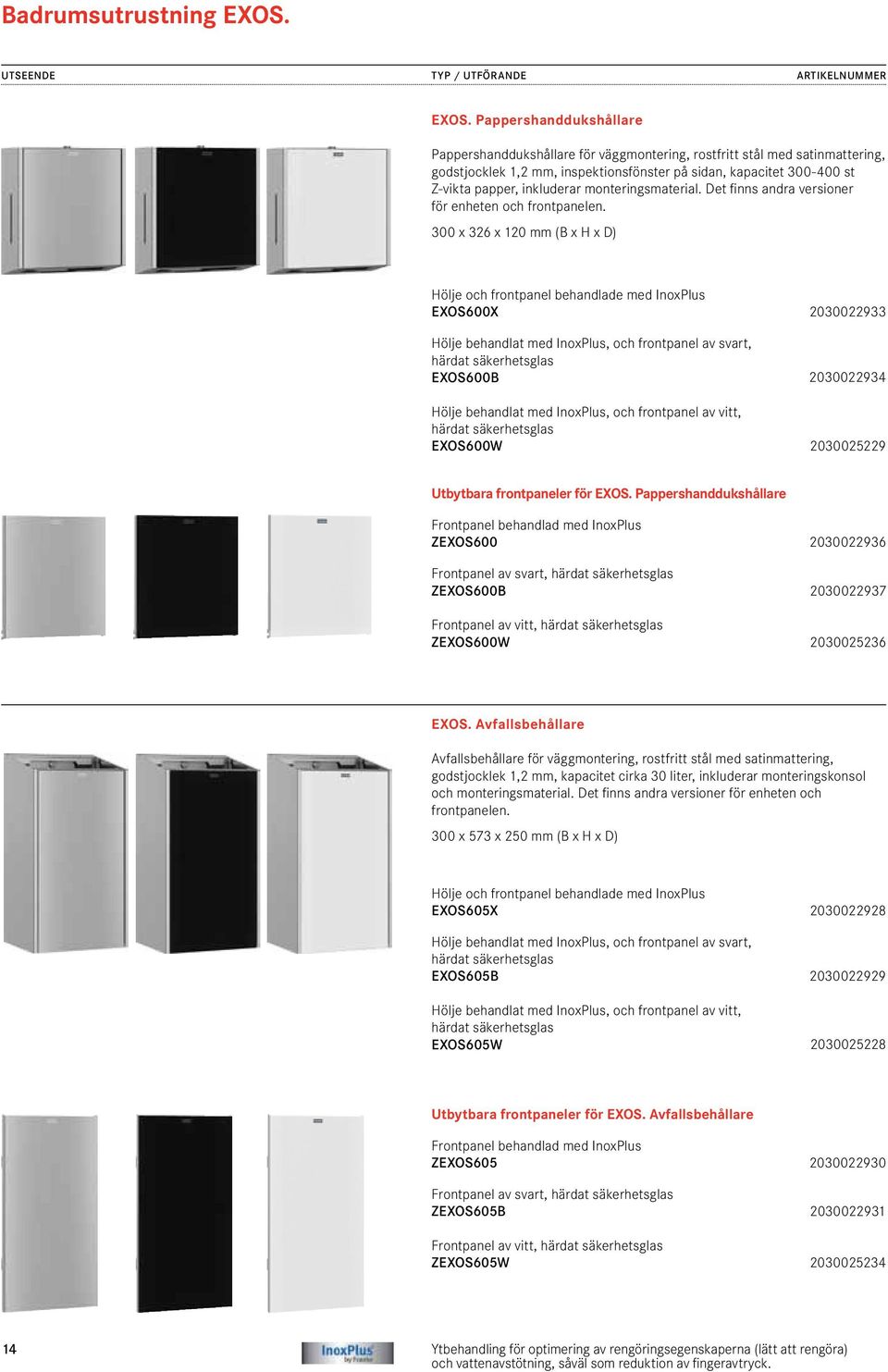 monteringsmaterial. Det finns andra versioner för enheten och frontpanelen.