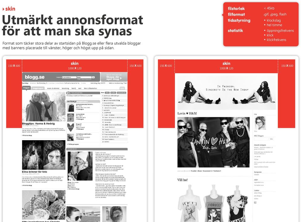 se eller flera utvalda bloggar med banners placerade till vänster, höger och högst upp på sidan.