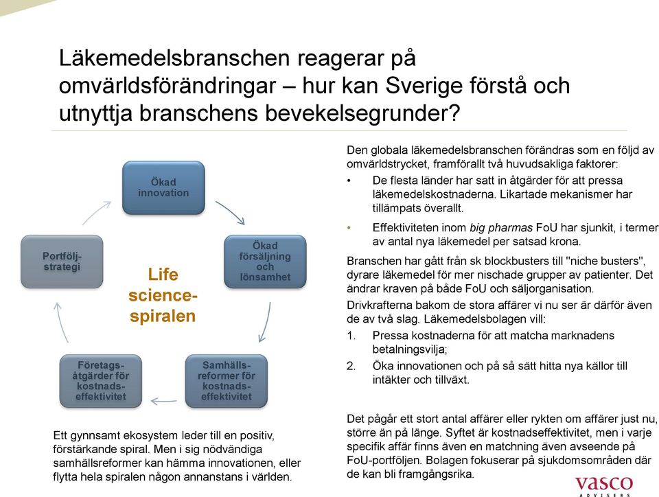 till en positiv, förstärkande spiral. Men i sig nödvändiga samhällsreformer kan hämma innovationen, eller flytta hela spiralen någon annanstans i världen.