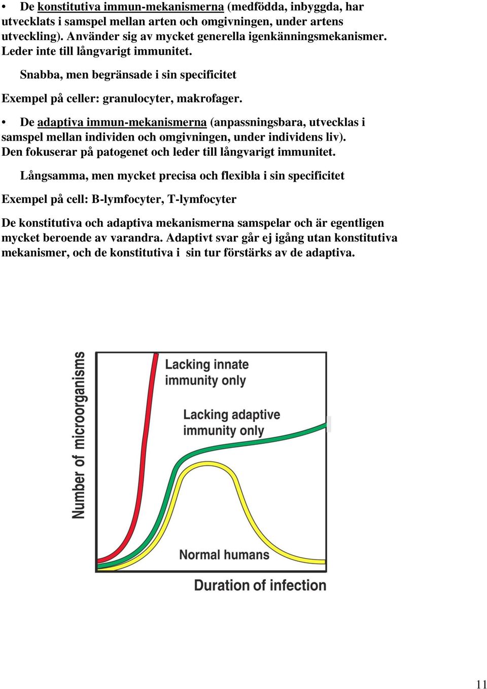 De adaptiva immun-mekanismerna (anpassningsbara, utvecklas i samspel mellan individen och omgivningen, under individens liv). Den fokuserar på patogenet och leder till långvarigt immunitet.