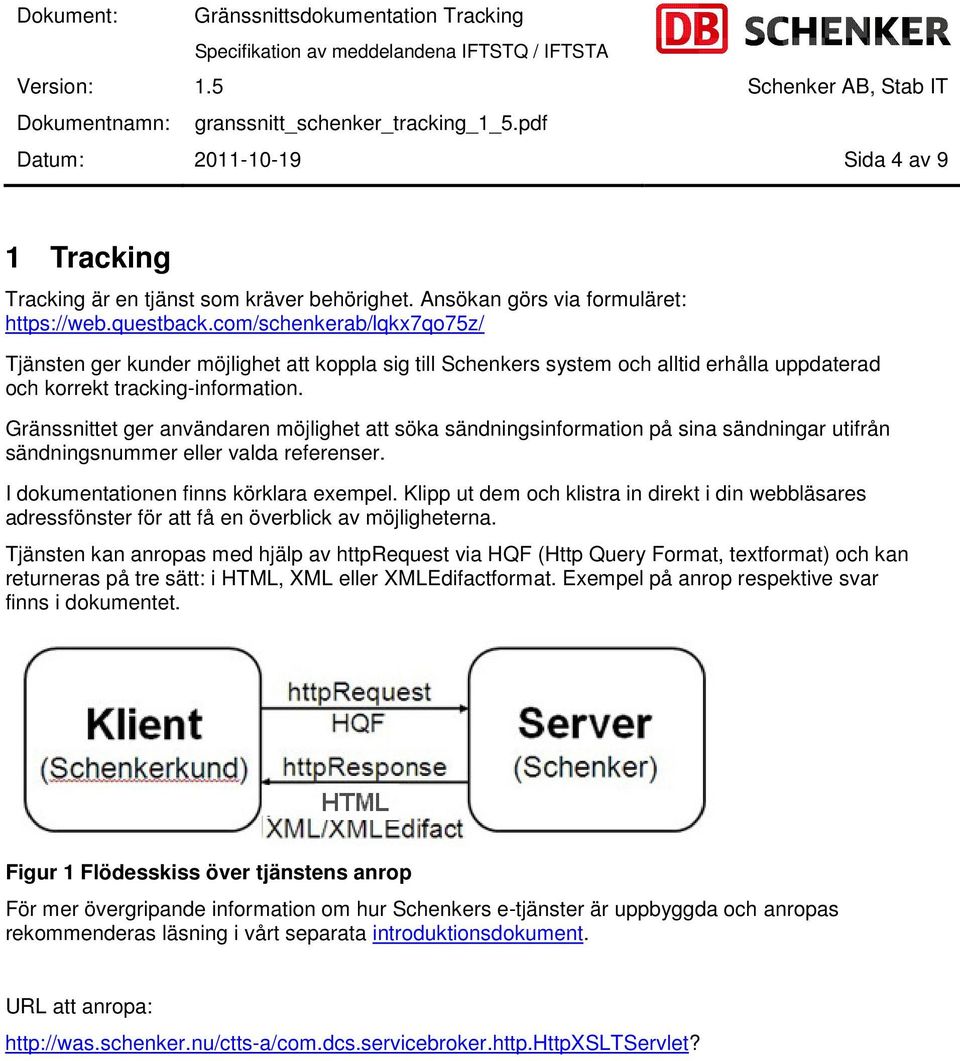 Gränssnittet ger användaren möjlighet att söka sändningsinformation på sina sändningar utifrån sändningsnummer eller valda referenser. I dokumentationen finns körklara exempel.