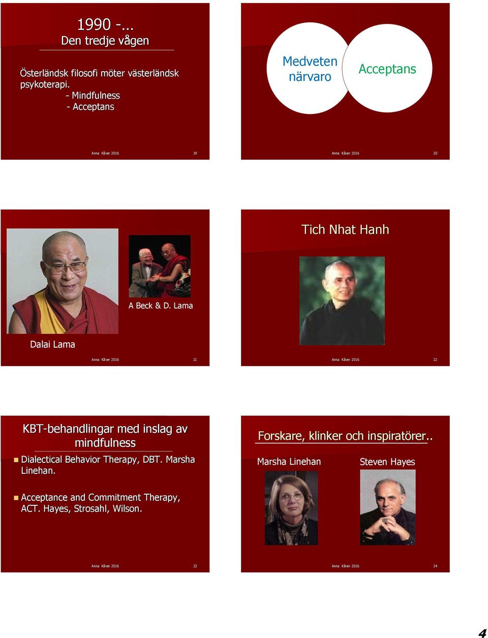 Lama Dalai Lama 21 22 KBT-behandlingar med inslag av mindfulness Dialectical Behavior Therapy, DBT.