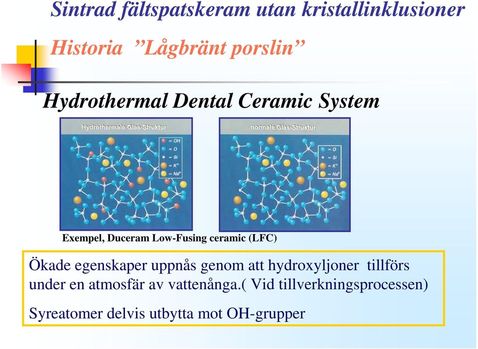 Ökade egenskaper uppnås genom att hydroxyljoner tillförs under en atmosfär av