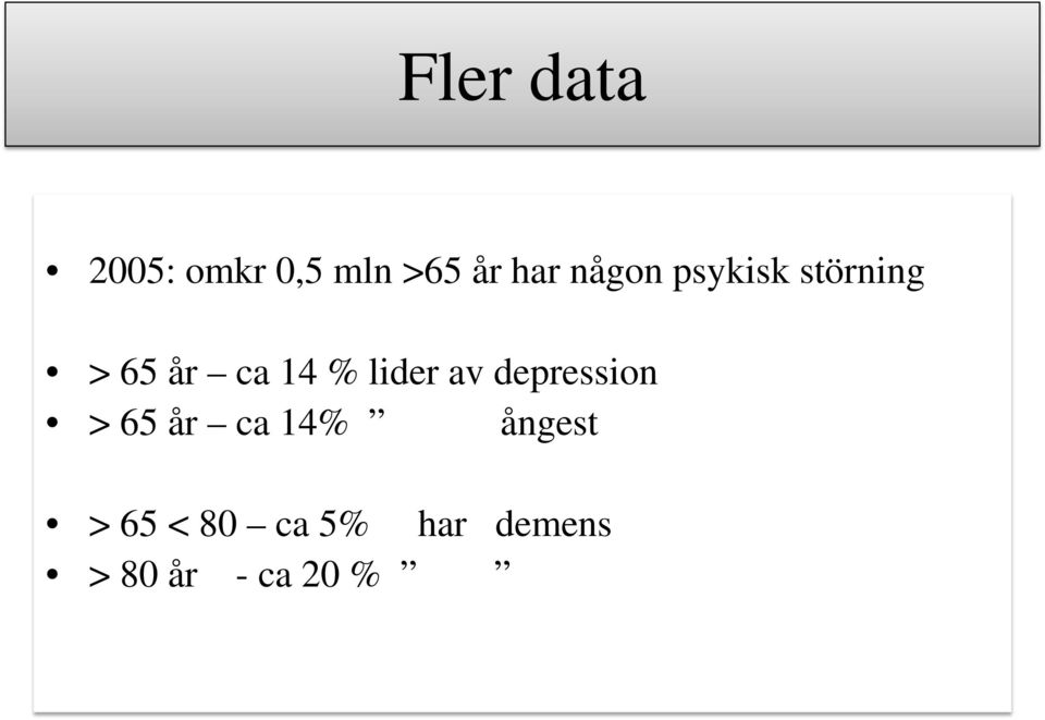 lider av depression > 65 år ca 14% ångest