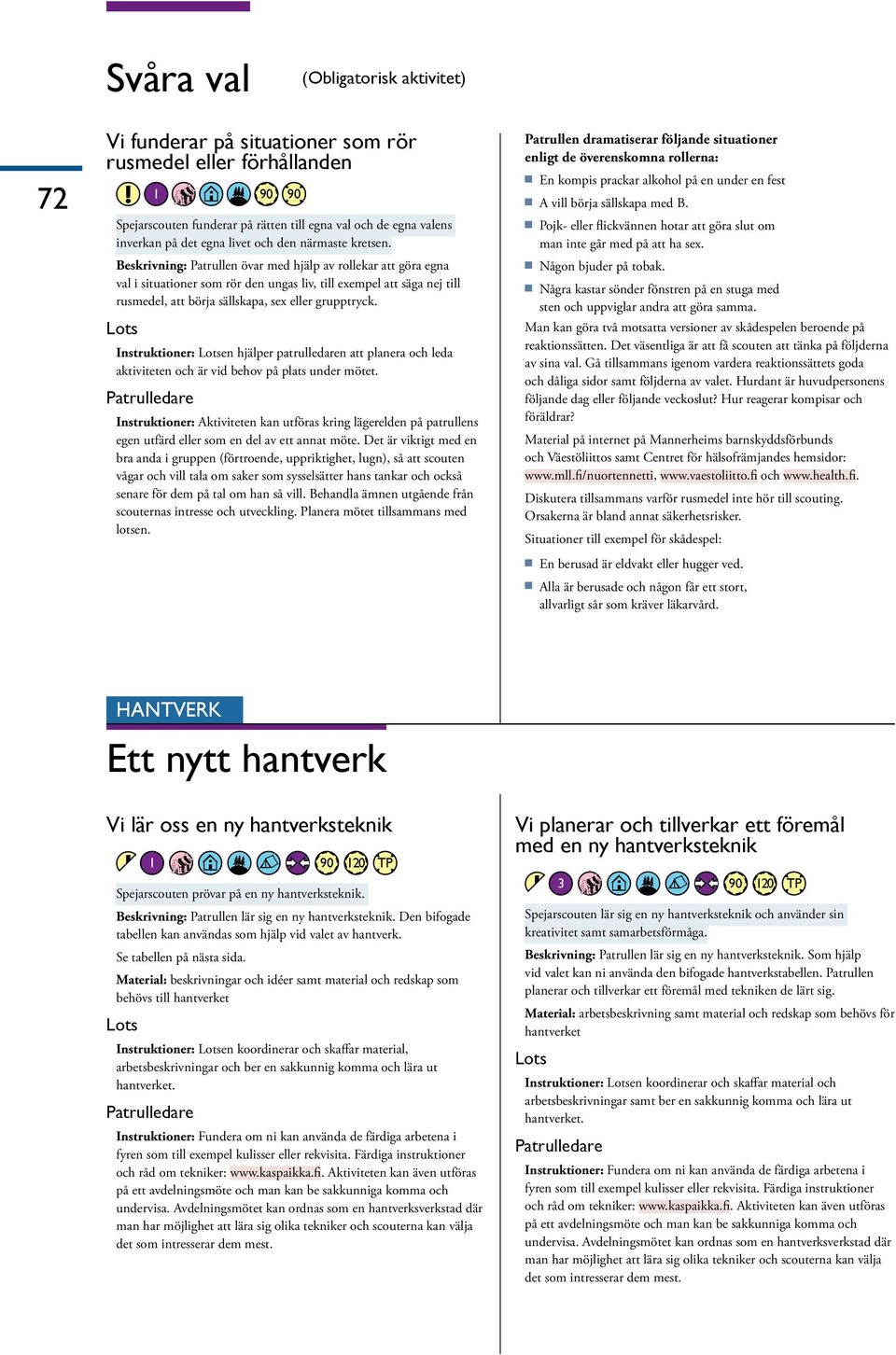 Instruktioner: Lotsen hjälper patrulledaren att planera och leda aktiviteten och är vid behov på plats under mötet.