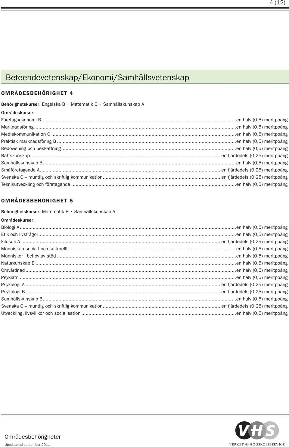 .. en fjärdedels (0,25) meritpoäng Småföretagande A... en fjärdedels (0,25) meritpoäng Teknikutveckling och företagande.