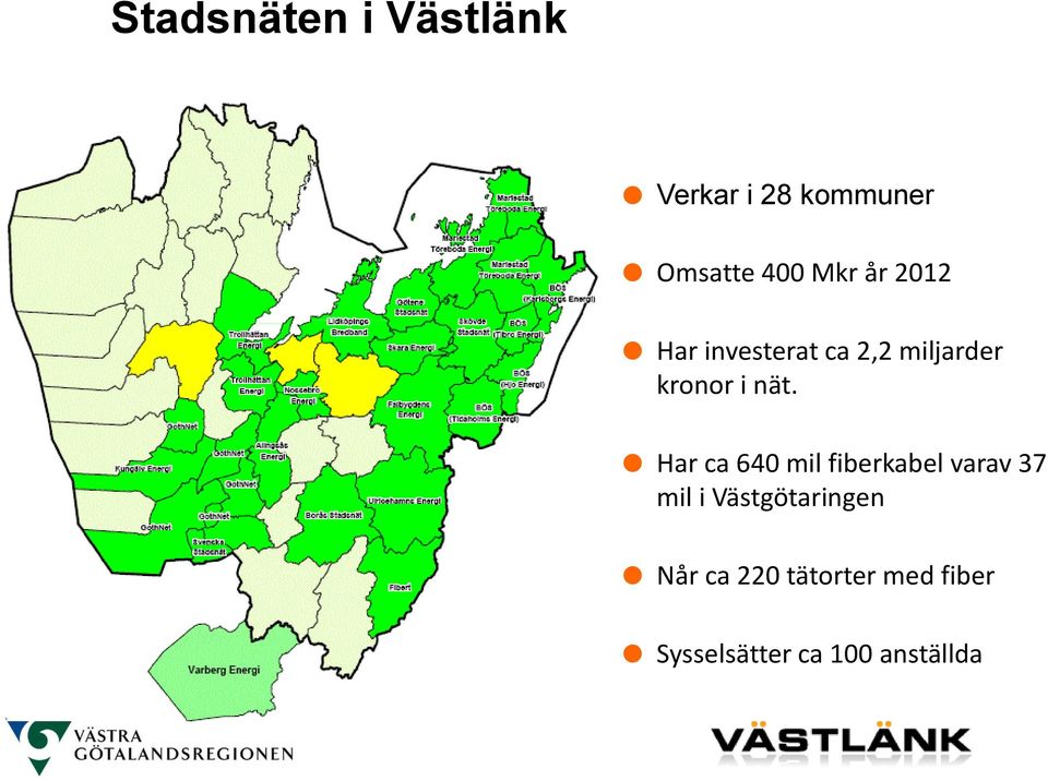 Har ca 640 mil fiberkabel varav 37 mil i Västgötaringen