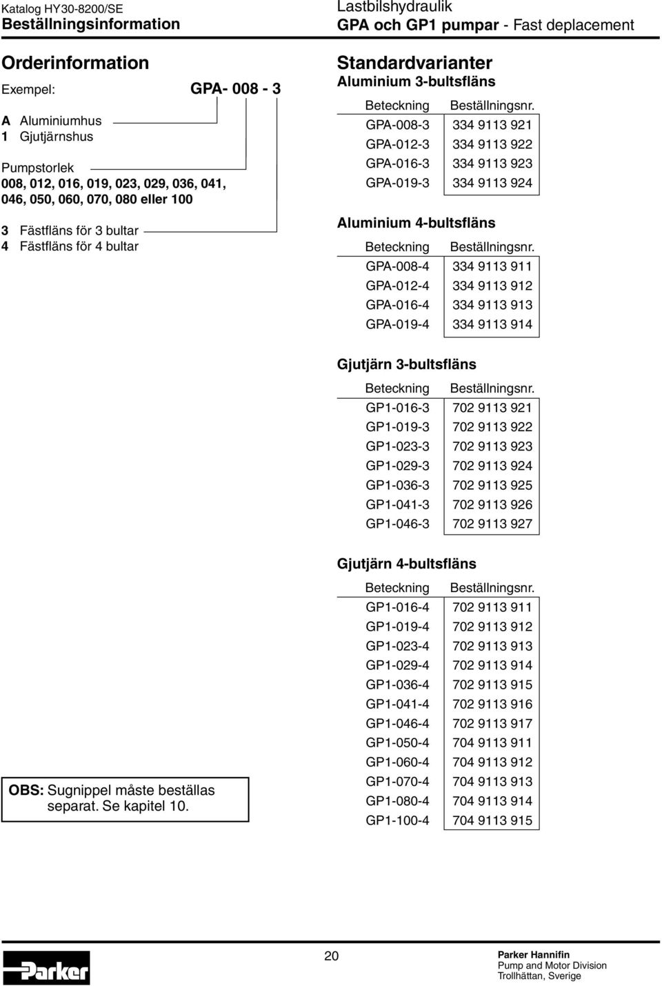 GPA-008-3 334 9113 921 GPA-012-3 334 9113 922 GPA-016-3 334 9113 923 GPA-019-3 334 9113 924 Aluminium 4-bultsfläns Beteckning Beställningsnr.