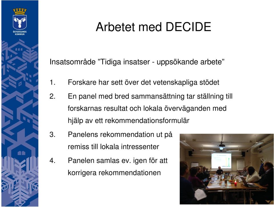 En panel med bred sammansättning tar ställning till forskarnas resultat och lokala överväganden