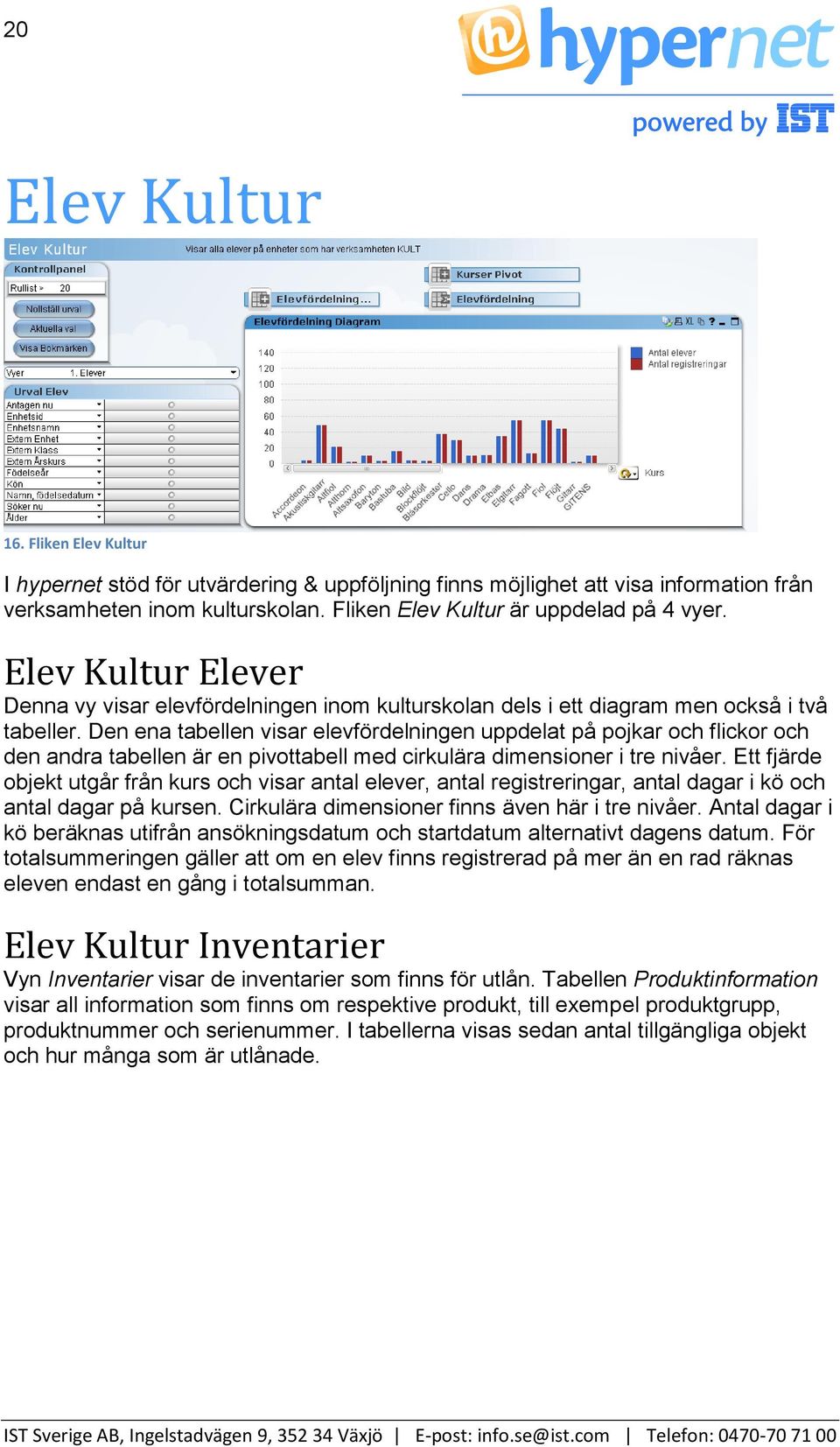 Den ena tabellen visar elevfördelningen uppdelat på pojkar och flickor och den andra tabellen är en pivottabell med cirkulära dimensioner i tre nivåer.