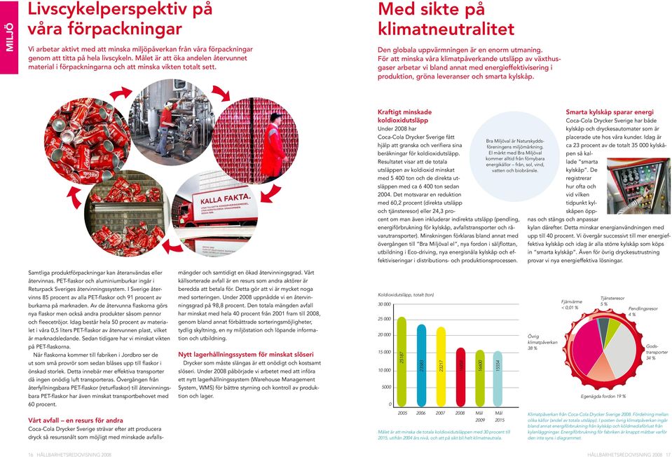 För att minska våra klimatpåverkande utsläpp av växthusgaser arbetar vi bland annat med energieffektivisering i produktion, gröna leveranser och smarta kylskåp.