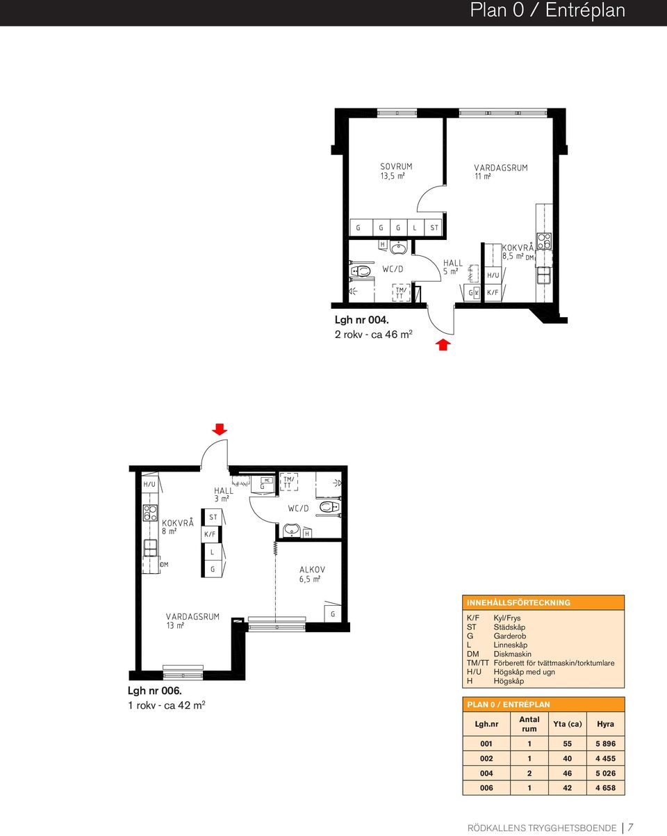 Förberett för tvättmaskin/torktumlare H/U Högskåp med ugn H Högskåp PLAN / Entréplan Lgh.