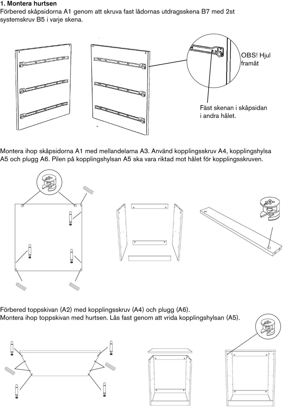 Använd kopplingsskruv A4, kopplingshylsa A5 och plugg A6.