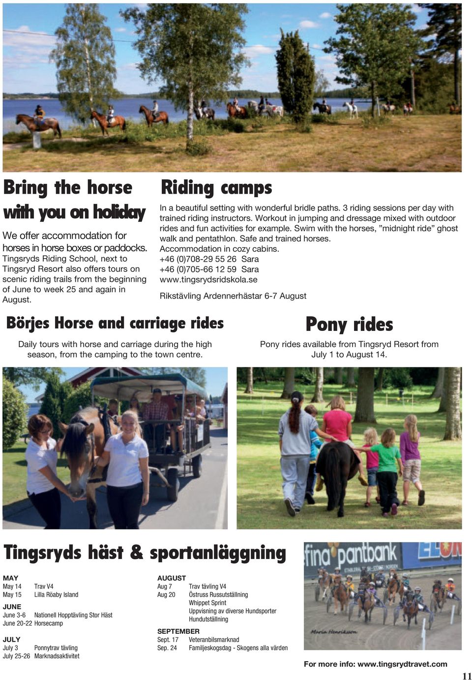 Börjes Horse and carriage rides Daily tours with horse and carriage during the high season, from the camping to the town centre. Riding camps In a beautiful setting with wonderful bridle paths.