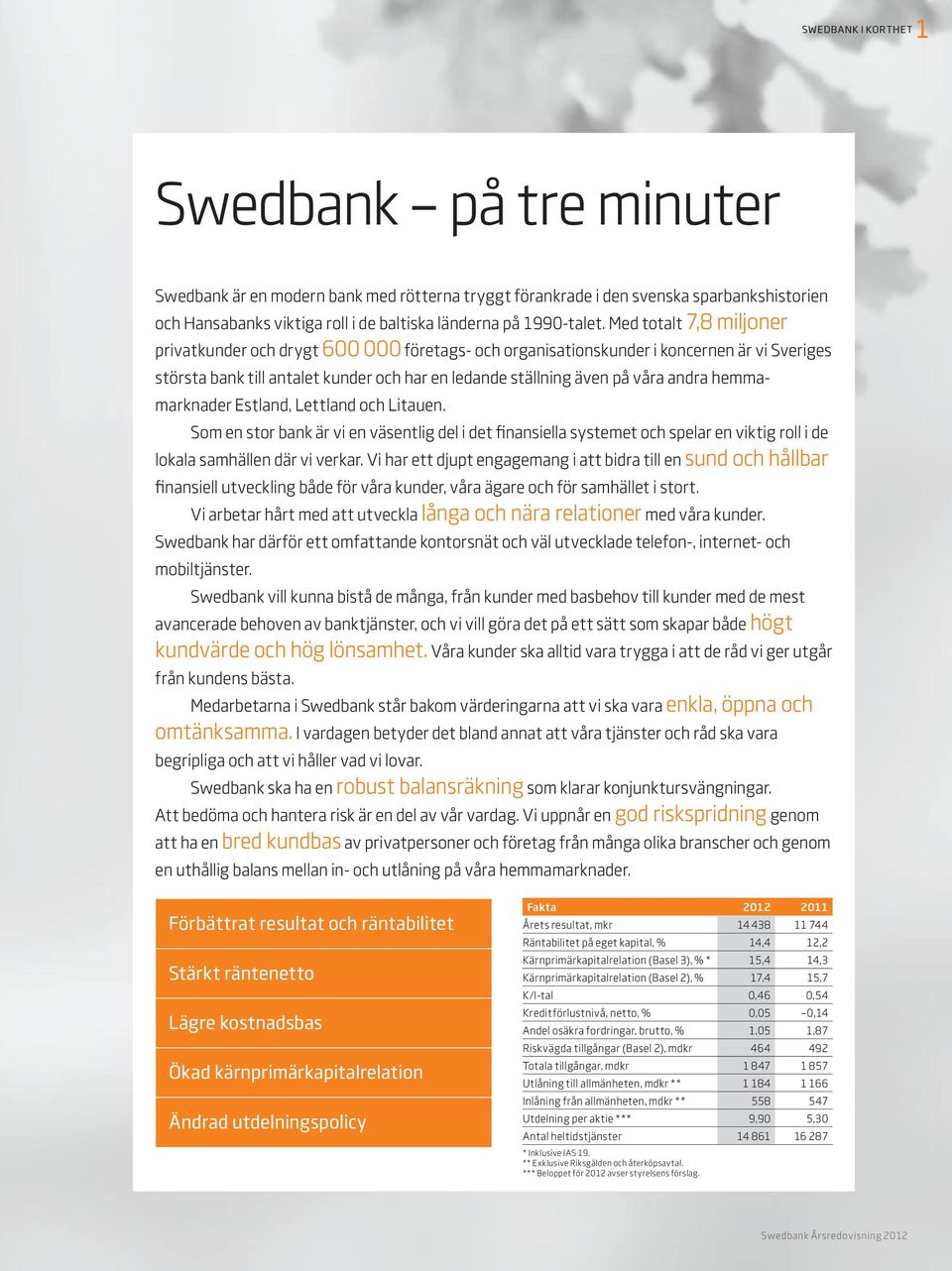 Med totalt 7,8 miljoner privatkunder och drygt 600 000 företags- och organisationskunder i koncernen är vi Sveriges största bank till antalet kunder och har en ledande ställning även på våra andra