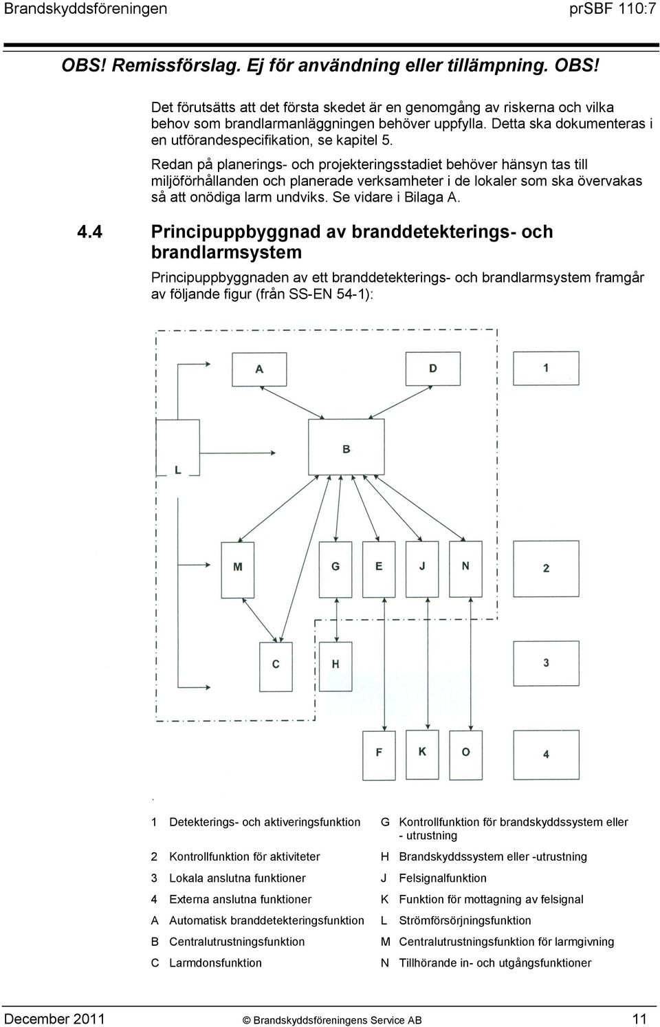 4 Principuppbyggnad av branddetekterings- och brandlarmsystem Principuppbyggnaden av ett branddetekterings- och brandlarmsystem framgår av följande figur (från SS-EN 54-1): 1 Detekterings- och