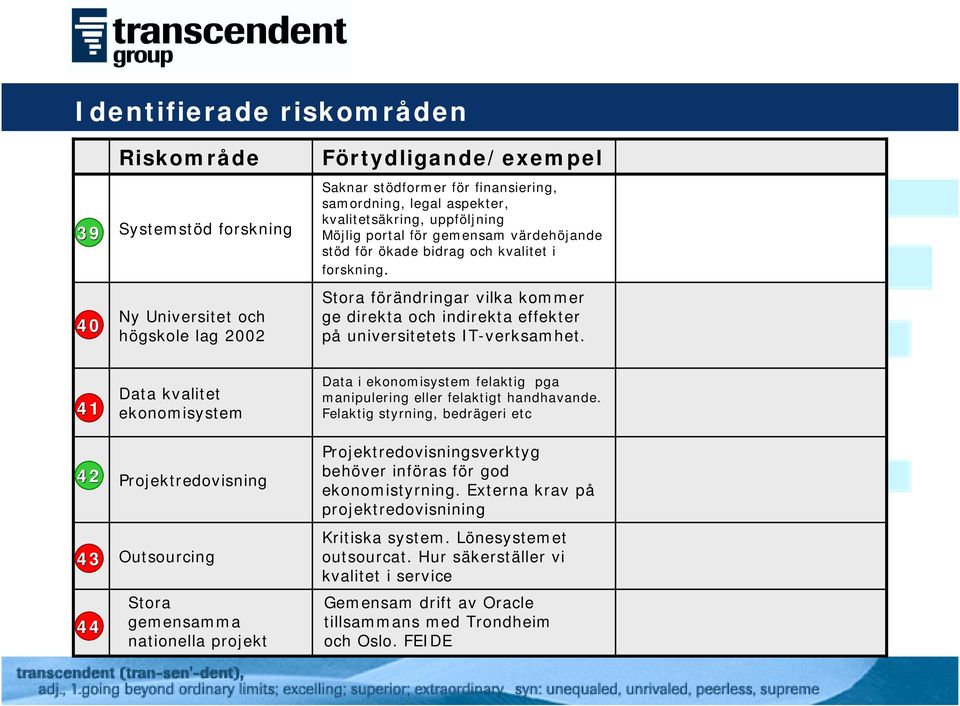 Stora förändringar vilka kommer ge direkta och indirekta effekter på universitetets IT-verksamhet.