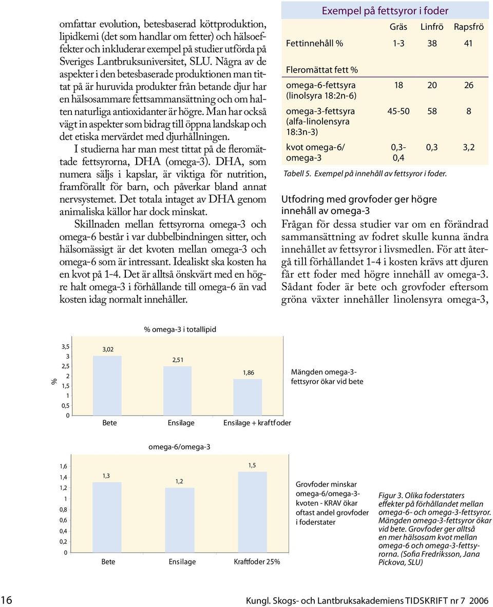 Man har också vägt in aspekter som bidrag till öppna landskap och det etiska mervärdet med djurhållningen. I studierna har man mest tittat på de fleromättade fettsyrorna, DHA (omega-3).