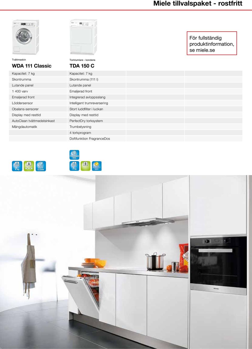 Display med resttid AutoClean tvättmedelsinkast Mängdautomatik Torktumlare - kondens TDA 150 C Kapacitet: 7 kg Skontrumma (111 l)