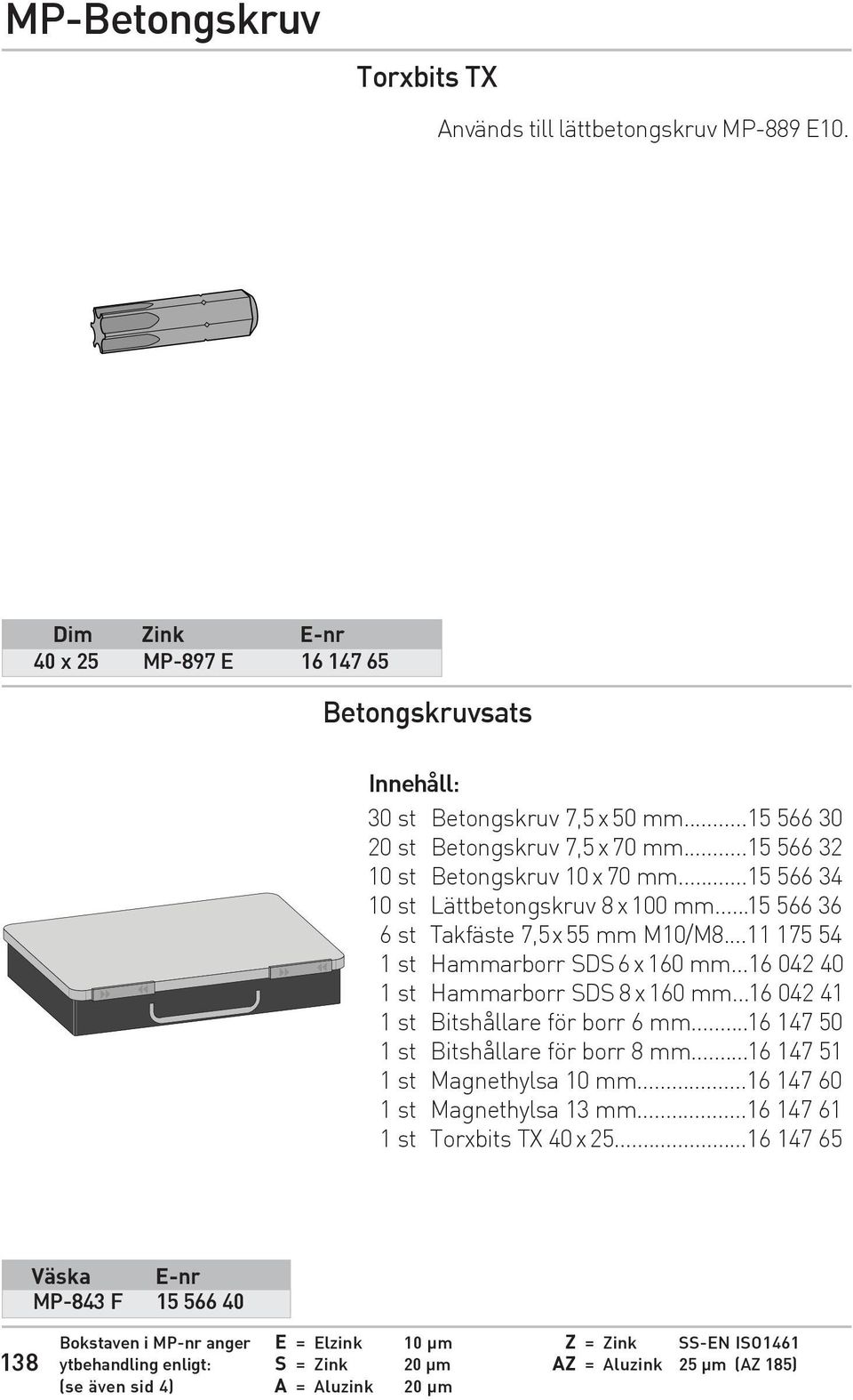 ..11 175 54 1 st Hammarborr SDS 6x 160 mm...16 042 40 1 st Hammarborr SDS 8x160 mm...16 042 41 1 st Bitshållare för borr 6 mm...16 147 50 1 st Bitshållare för borr 8 mm.