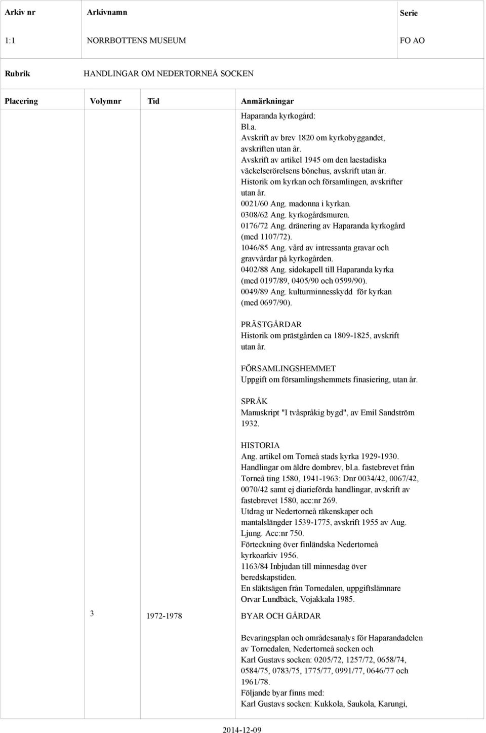 vård av intressanta gravar och gravvårdar på kyrkogården. 0402/88 Ang. sidokapell till Haparanda kyrka (med 0197/89, 0405/90 och 0599/90). 0049/89 Ang. kulturminnesskydd för kyrkan (med 0697/90).