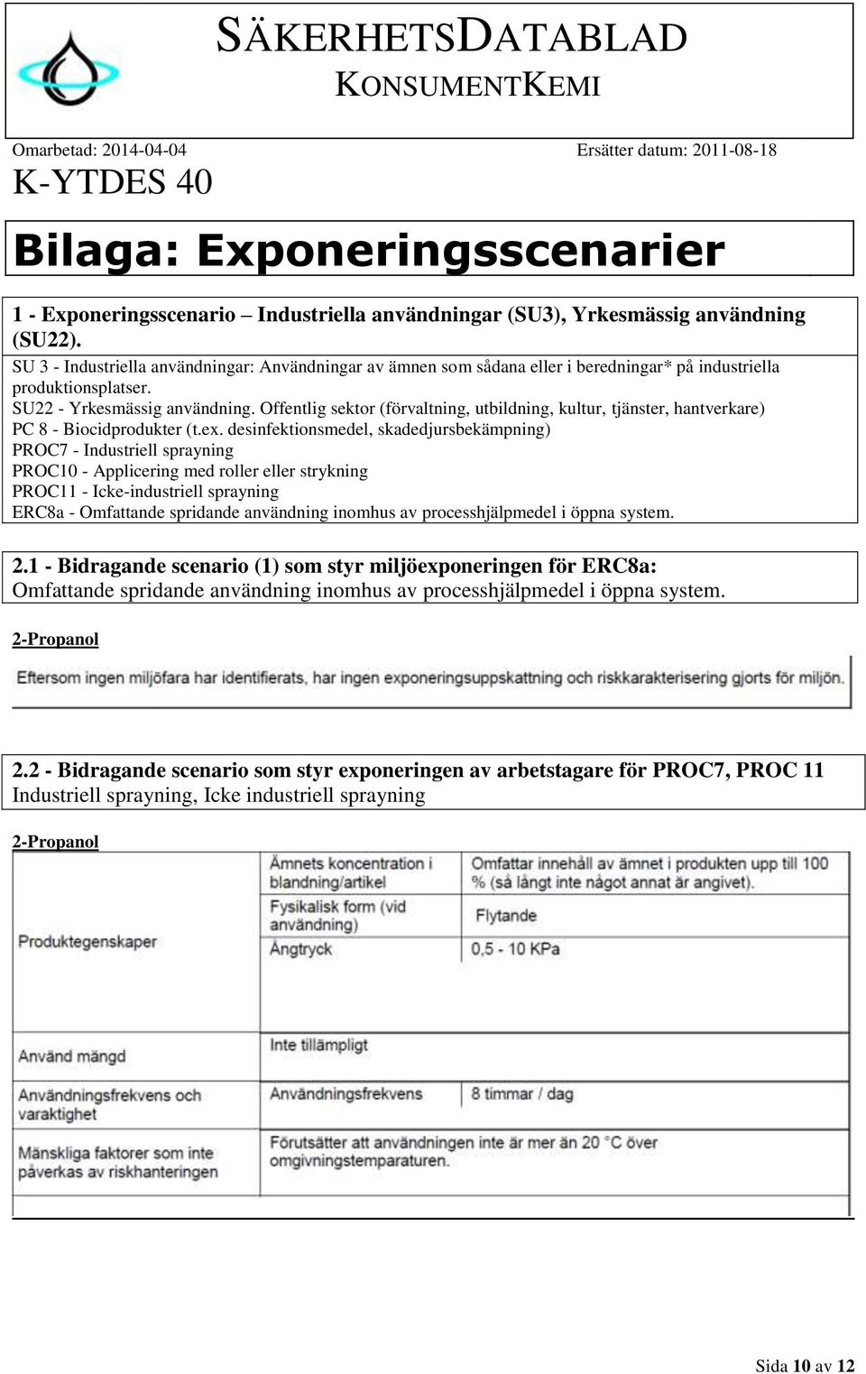 Offentlig sektor (förvaltning, utbildning, kultur, tjänster, hantverkare) PC 8 - Biocidprodukter (t.ex.