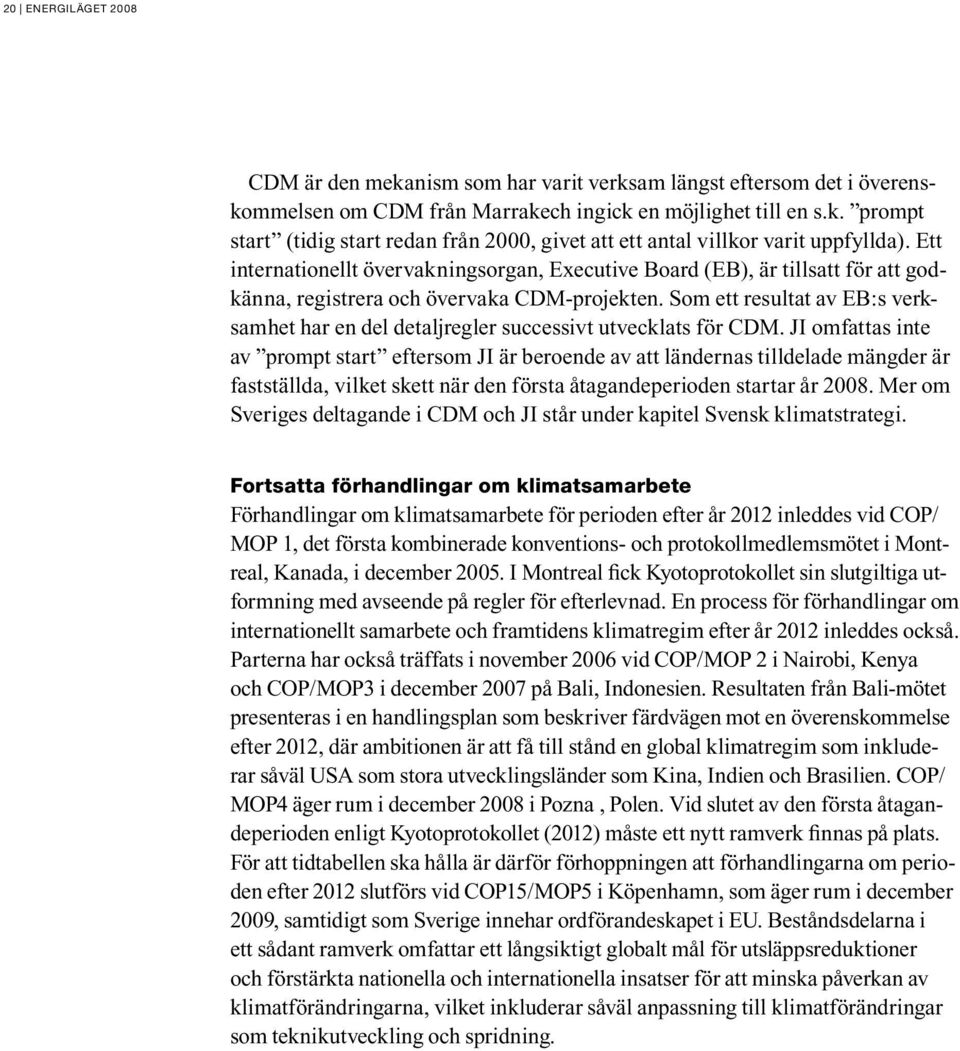 Som ett resultat av EB:s verksamhet har en del detaljregler successivt utvecklats för CDM.