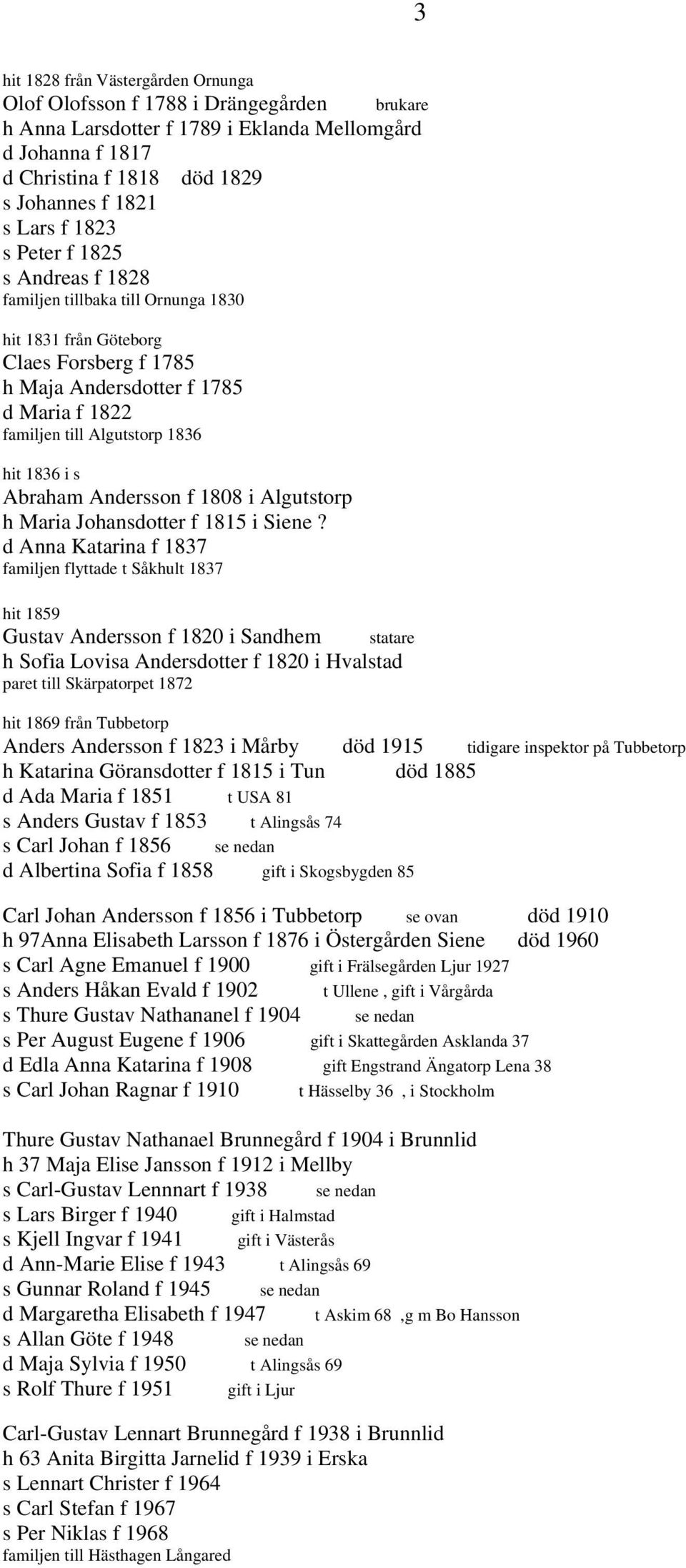 Abraham Andersson f 1808 i Algutstorp h Maria Johansdotter f 1815 i Siene?