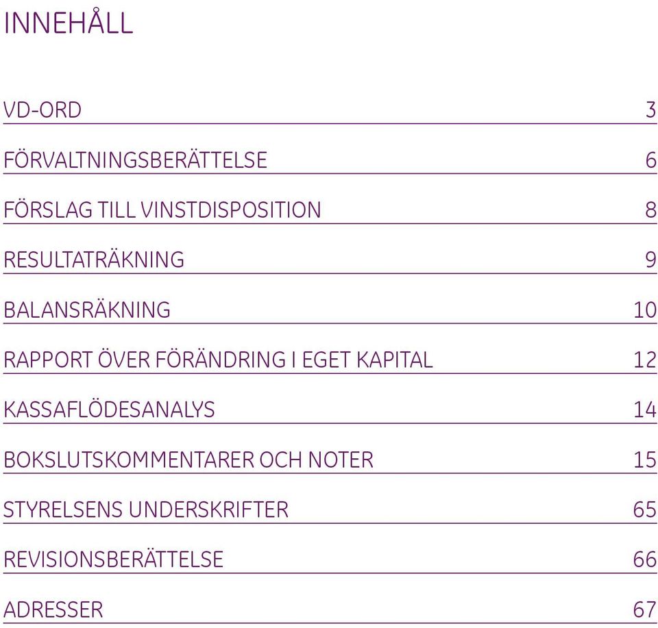 förändring i Eget Kapital 12 Kassaflödesanalys 14