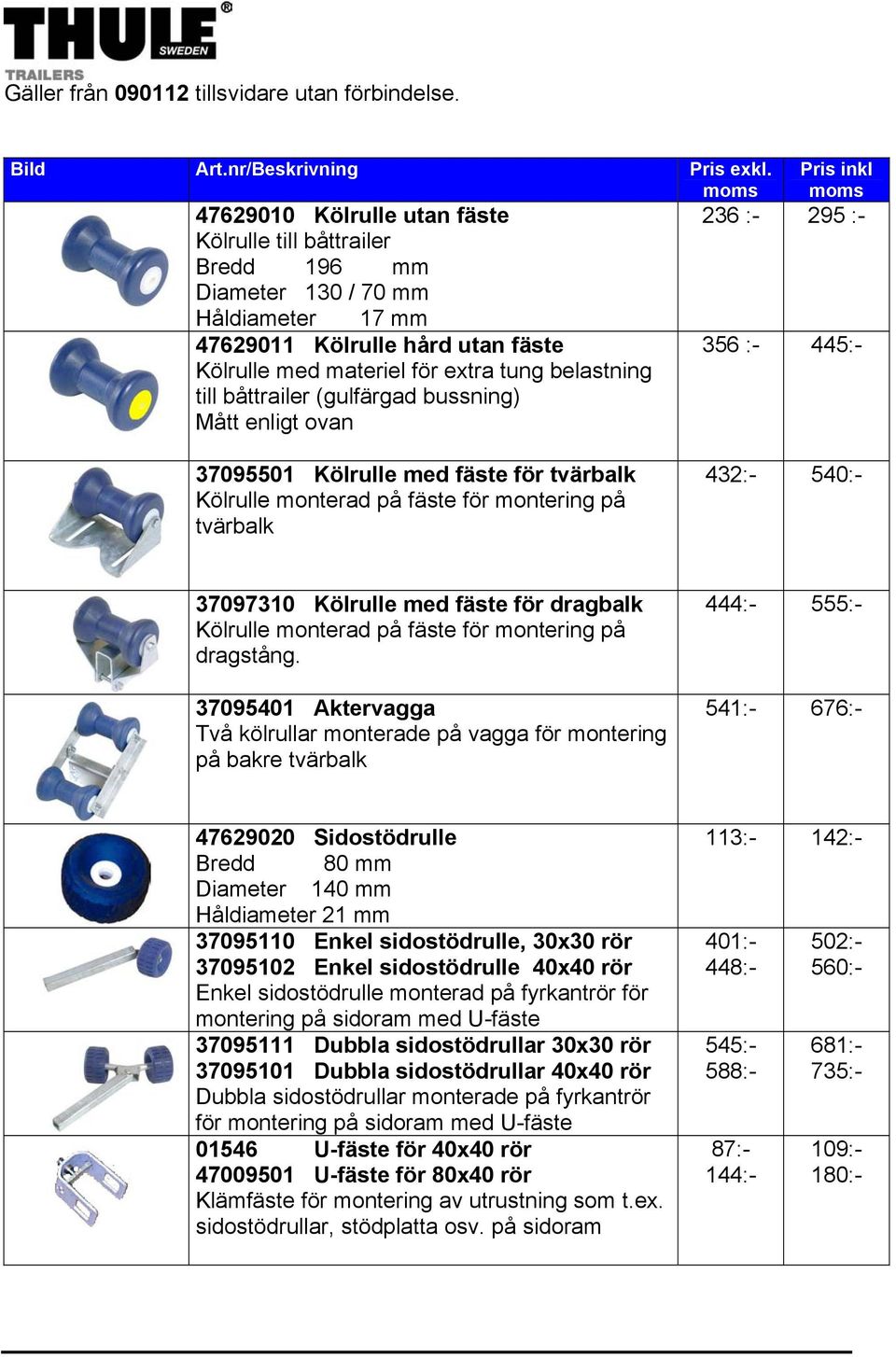 extra tung belastning till båttrailer (gulfärgad bussning) Mått enligt ovan 356 :- 445:- 37095501 Kölrulle med fäste för tvärbalk Kölrulle monterad på fäste för montering på tvärbalk 432:- 540:-