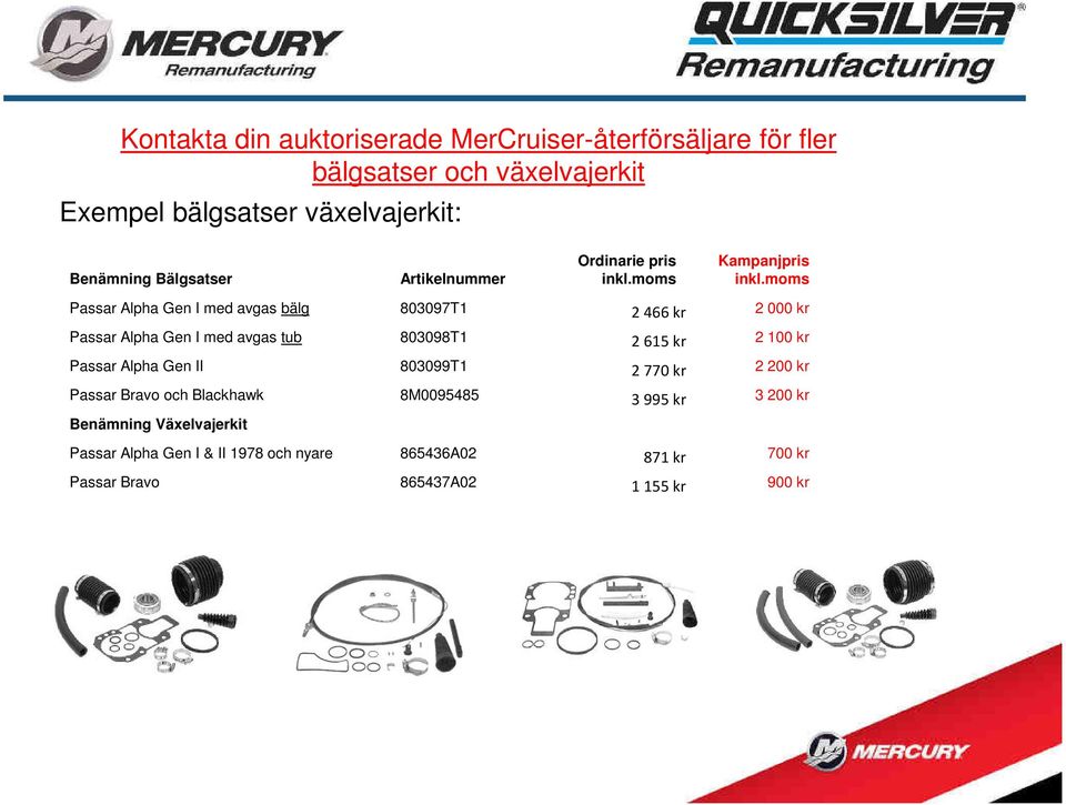 avgas tub 803098T1 2 615 kr 2 100 kr Passar Alpha Gen II 803099T1 2 770 kr 2 200 kr Passar Bravo och Blackhawk 8M0095485 3