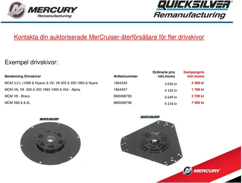 0 L (1999 & Nyare) & V6, V8 305 & 350 1993 & Nyare 18643A5 3 036 kr 2 400 kr MCM V6,