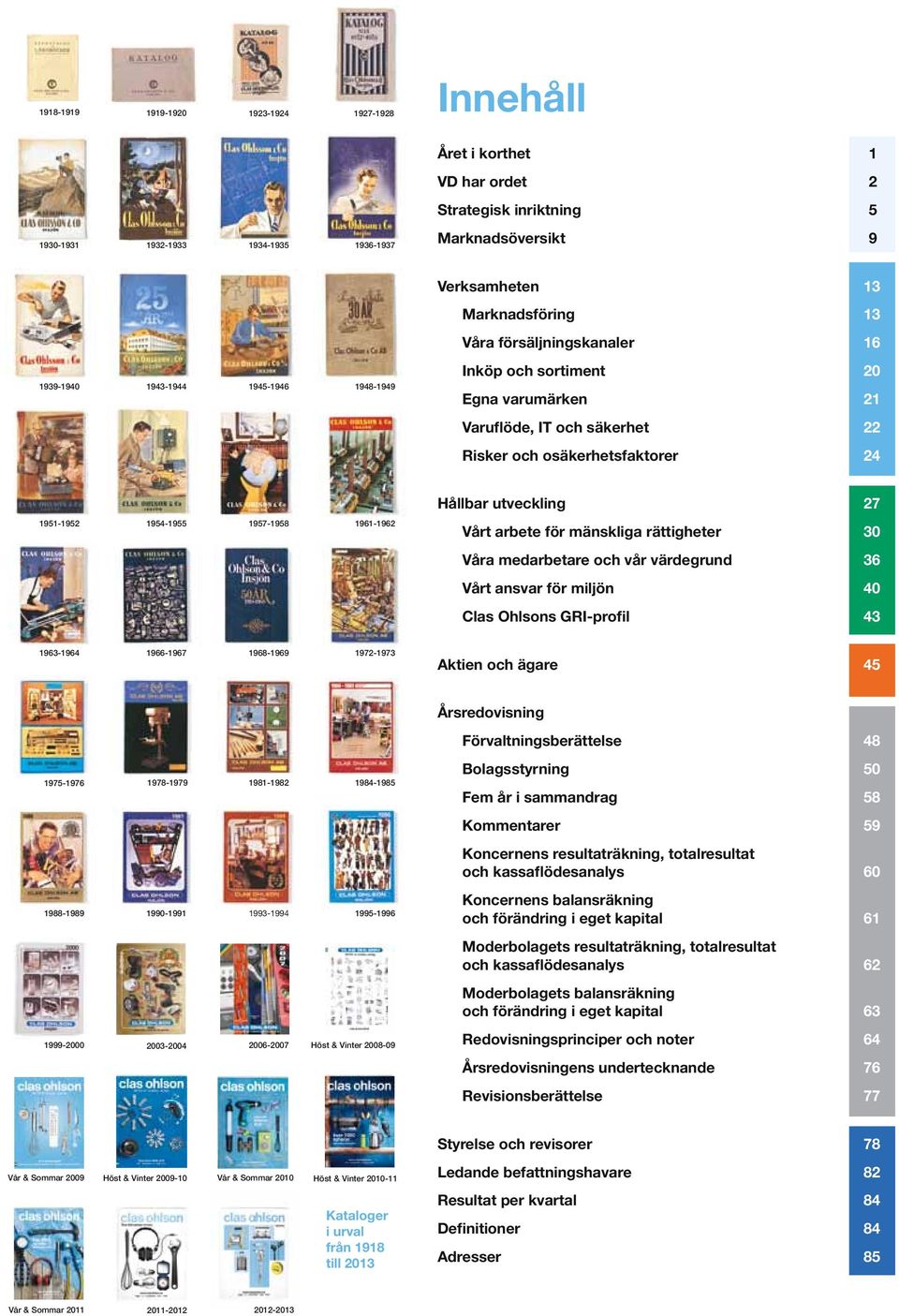 1951-1952 1954-1955 1957-1958 1961-1962 Vårt arbete för mänskliga rättigheter 30 Våra medarbetare och vår värdegrund 36 Vårt ansvar för miljön 40 Clas Ohlsons GRI-profil 43 1963-1964 1966-1967