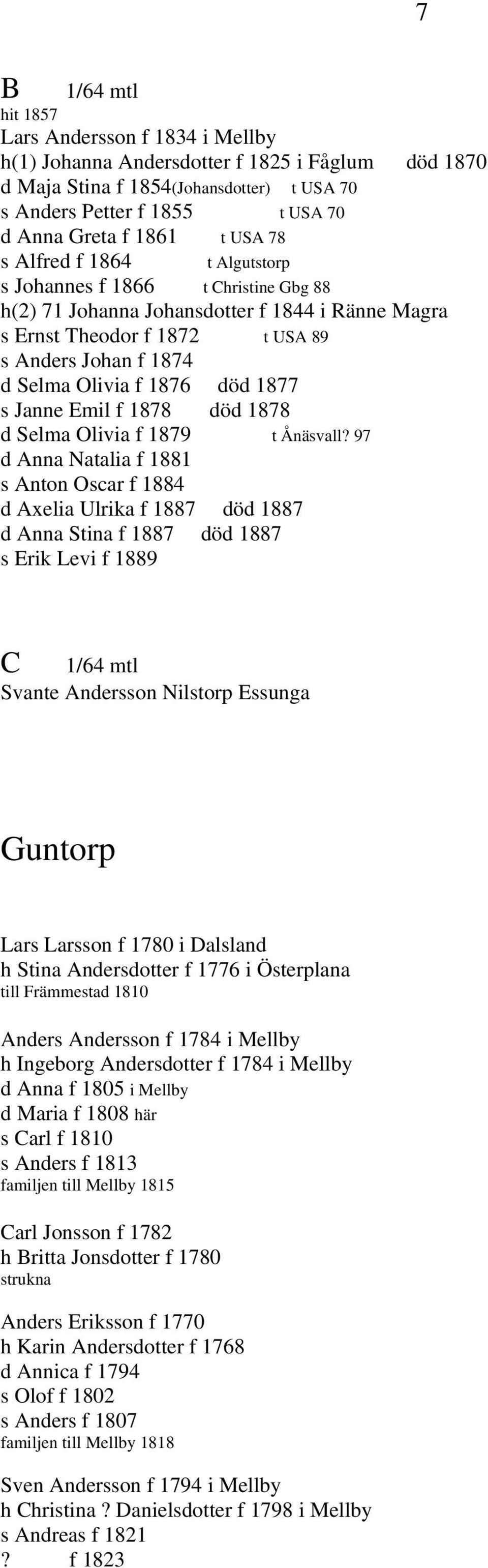 1876 död 1877 s Janne Emil f 1878 död 1878 d Selma Olivia f 1879 t Ånäsvall?