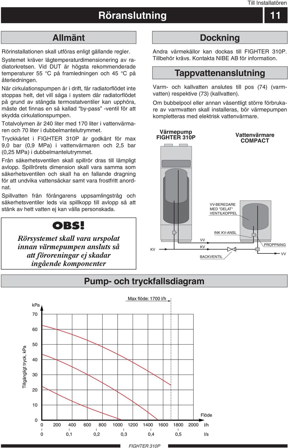 När cirkulationspumpen är i drift, får radiatorflödet inte stoppas helt, det vill säga i system där radiatorflödet på grund av stängda termostatventiler kan upphöra, måste det finnas en så kallad