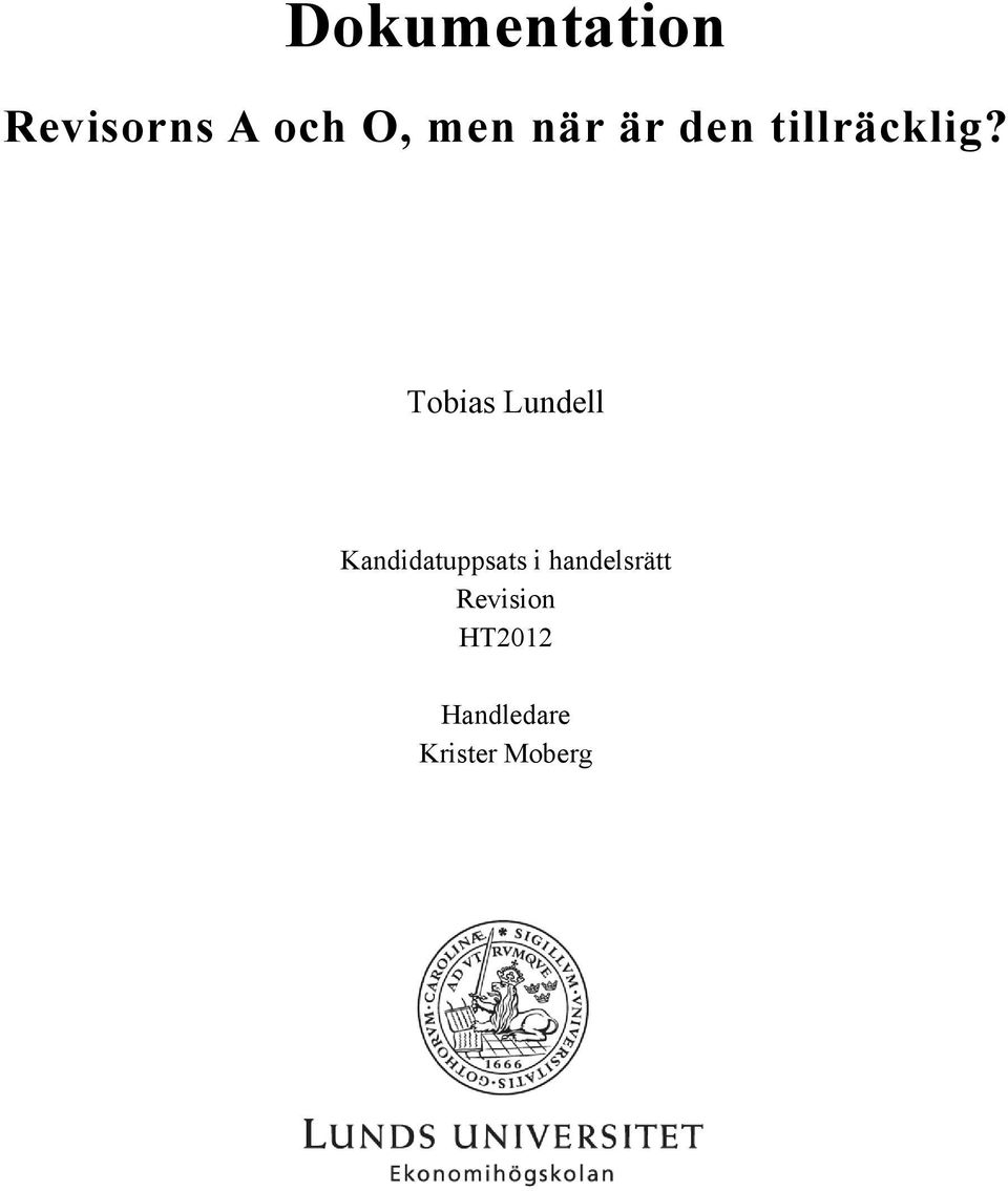 Tobias Lundell Kandidatuppsats i