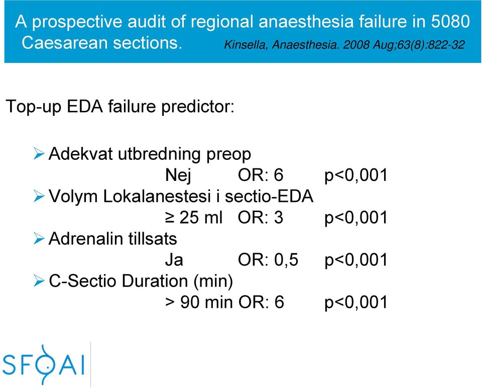 2008 Aug;63(8):822-32 Top-up EDA failure predictor: Adekvat utbredning preop Nej