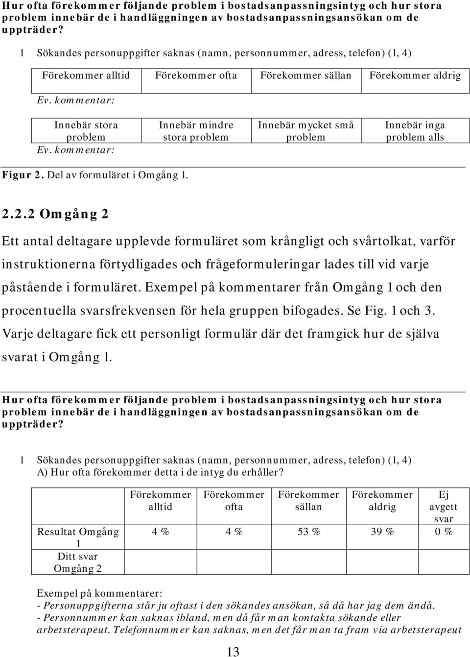 kommentar: Innebär mindre stora problem Innebär mycket små problem Innebär inga problem alls Figur 2.