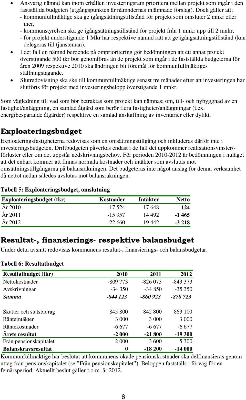 mnkr, - för projekt understigande 1 Mkr har respektive nämnd rätt att ge igångsättningstillstånd (kan delegeras till tjänsteman).