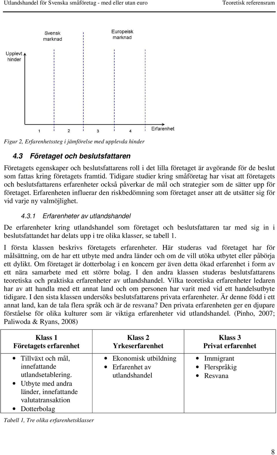 Tidigare studier kring småföretag har visat att företagets och beslutsfattarens erfarenheter också påverkar de mål och strategier som de sätter upp för företaget.